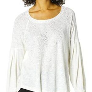 Splendid Balloon Sleeve Metallic Top - S